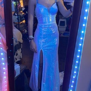 Shimmering Blue and Pink Gown